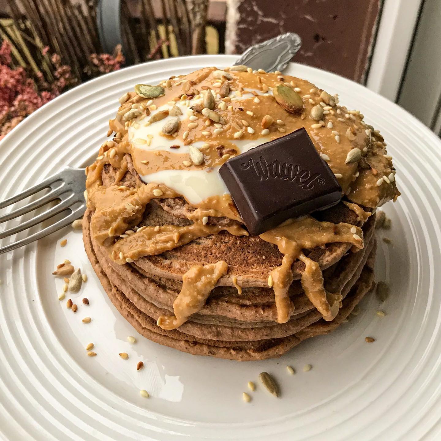 Banana Bread Pancakes with Oat Flour and Mashed Banana