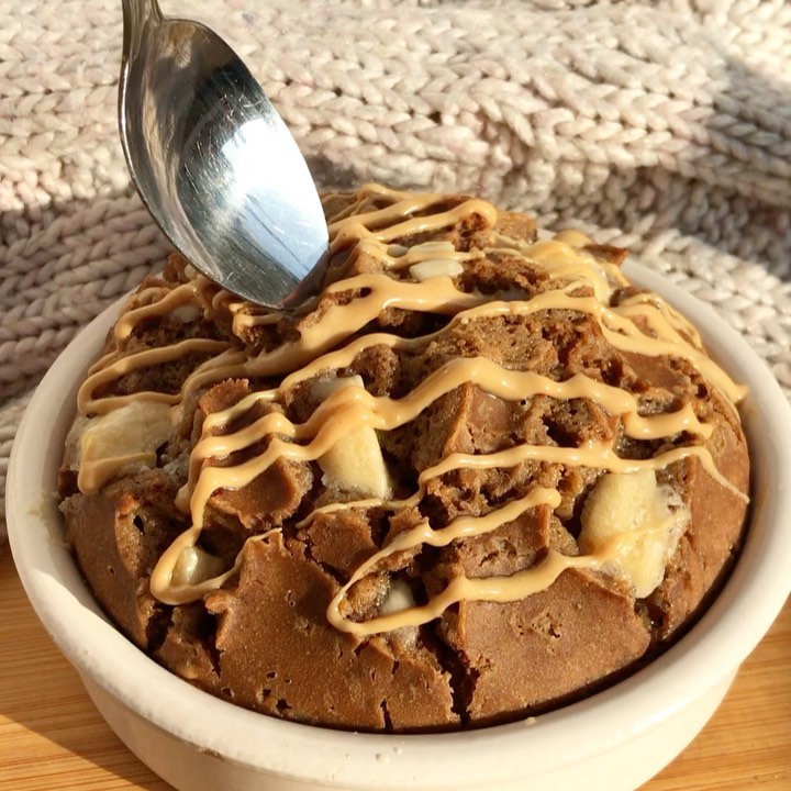 Cappuccino Baked Oats with Hazelnut Butter and Banana