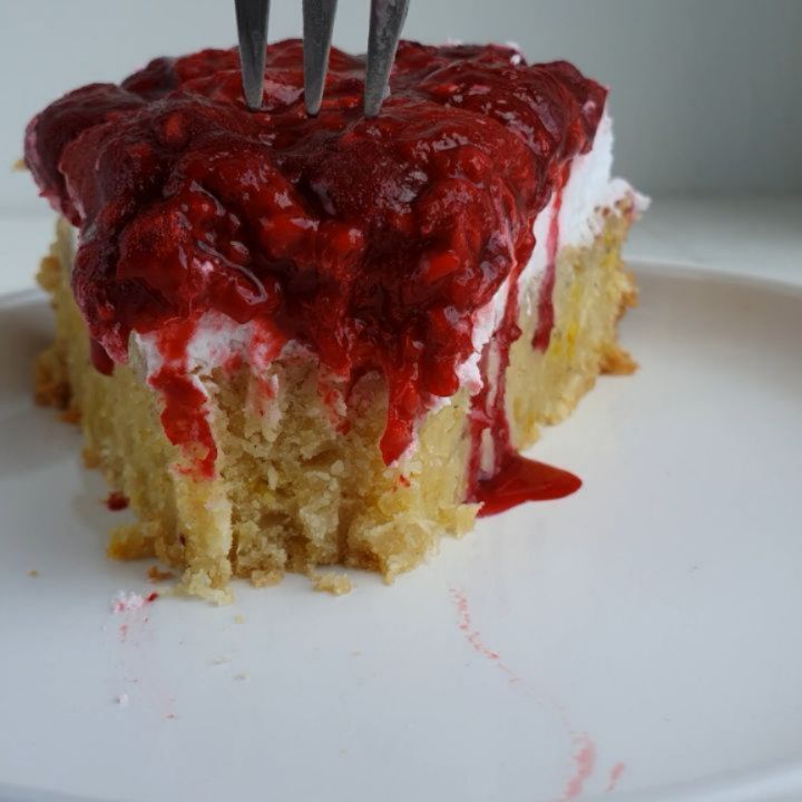 Moist Lemon Coconut Cake with Vegan Whipped Cream and Raspberry Topping