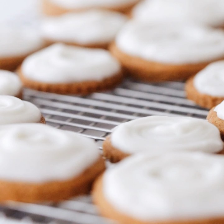 Pumpkin Sugar Cookies with Maple-Spiced Frosting