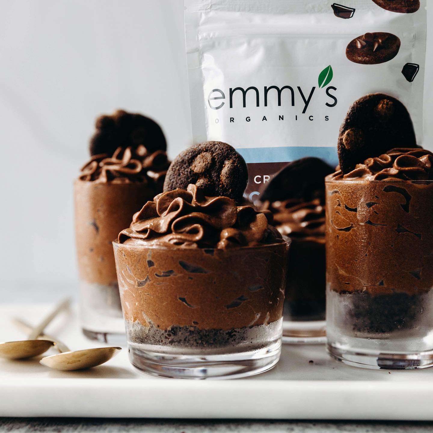 Creamy Dairy-Free Chocolate Mousse with Chocolate Chip Brownie Snap Crust