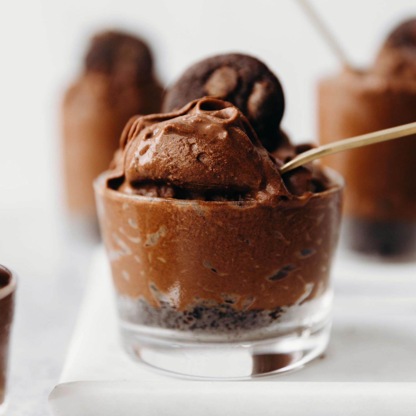 Creamy Dairy-Free Chocolate Mousse with Chocolate Chip Brownie Snap Crust
