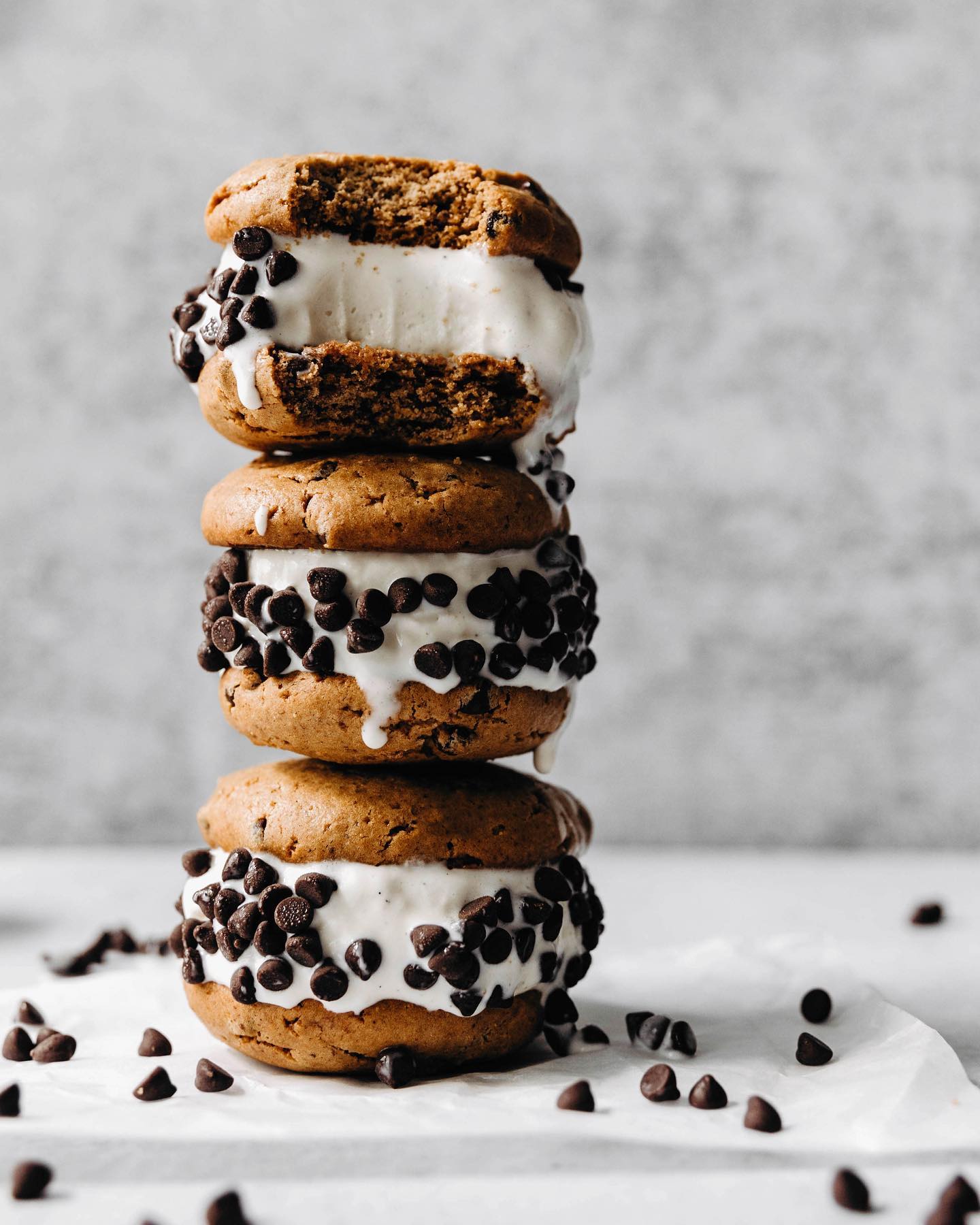 Tahini Chocolate Chip Cookie Ice Cream Sandwiches