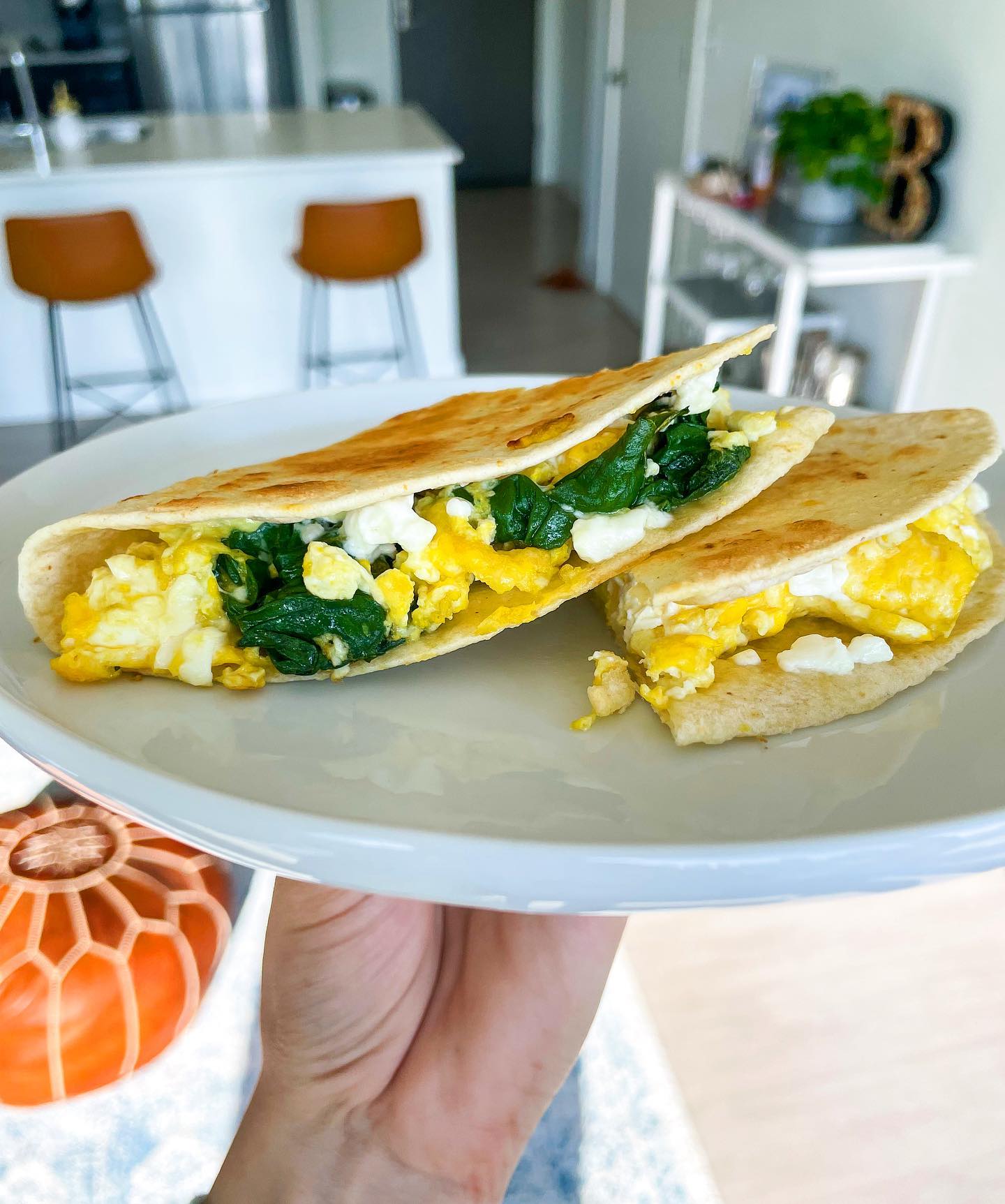 Spinach and Feta Breakfast Quesadilla