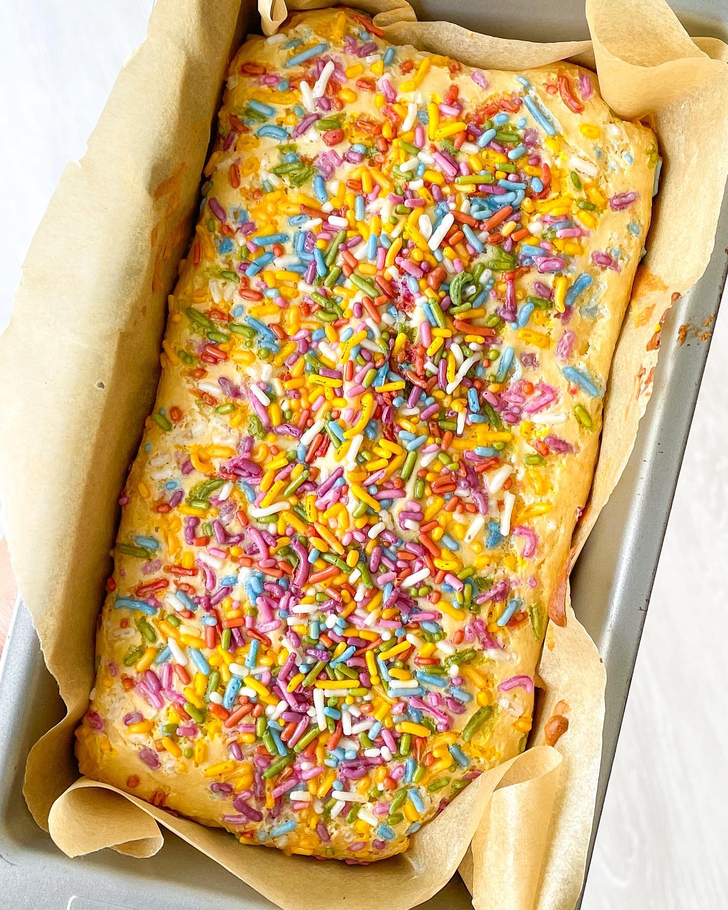 Two-Ingredient Ice Cream Bread with Sprinkles