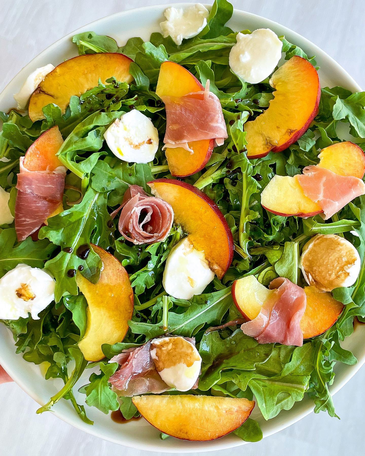 Peach Prosciutto Arugula Salad