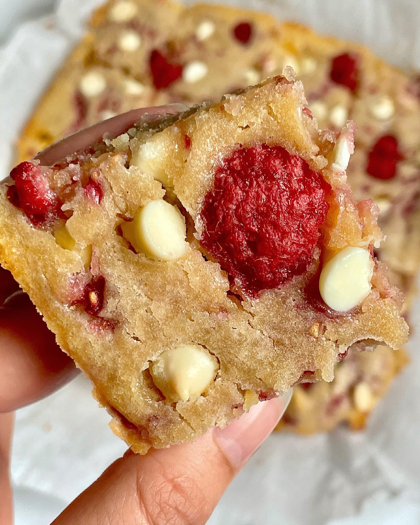 Raspberry White Chocolate Blondies