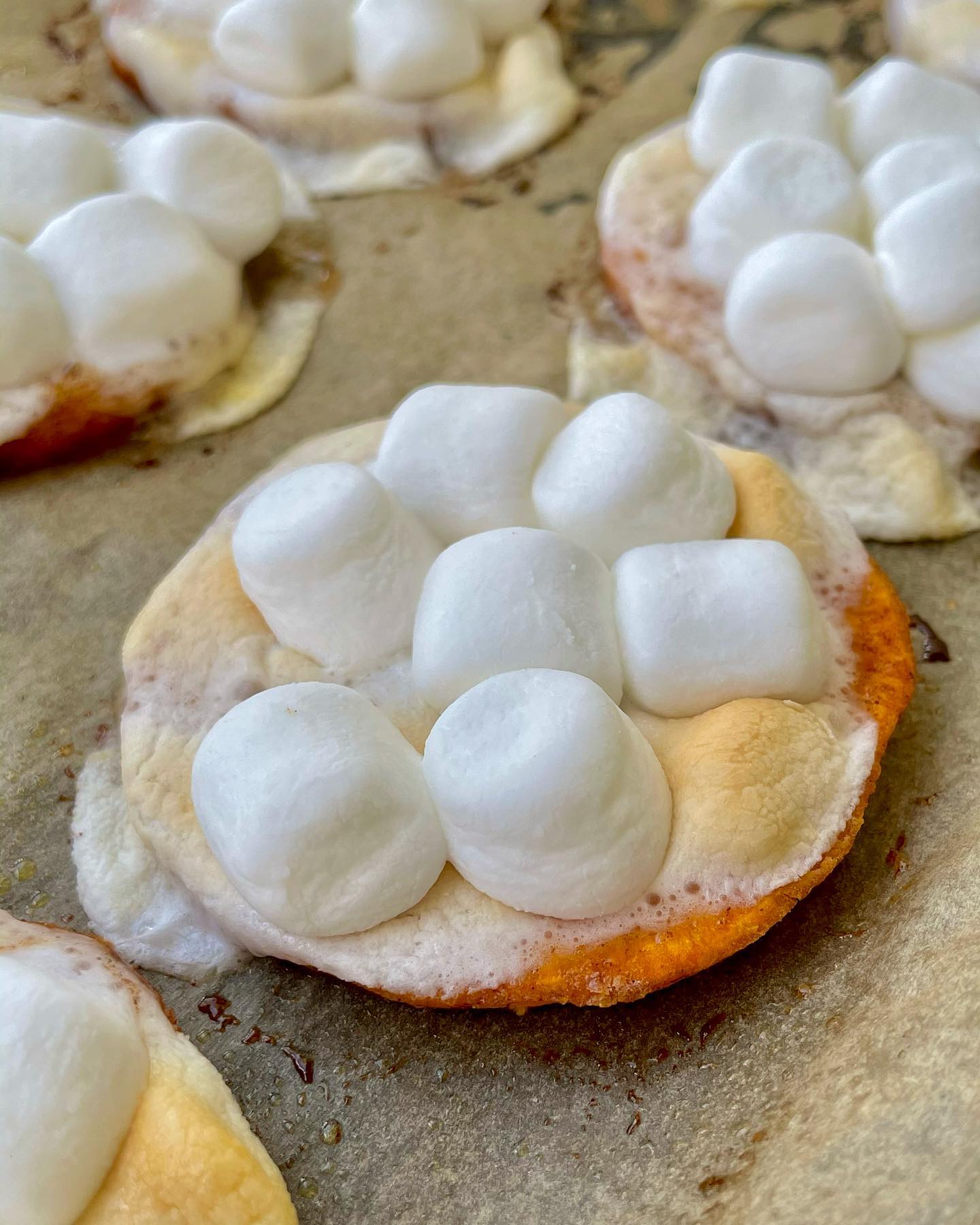 Baked Sweet Potato Coins with Marshmallows