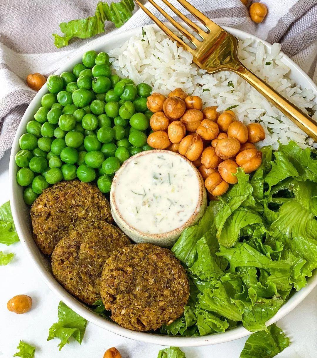 Falafel with Greens and Rice Bowl