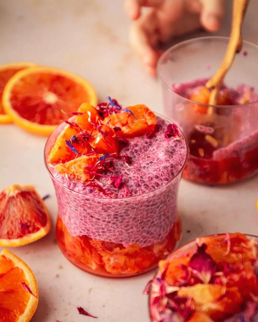 Creamy Pitaya Chia Pudding with Blood Orange