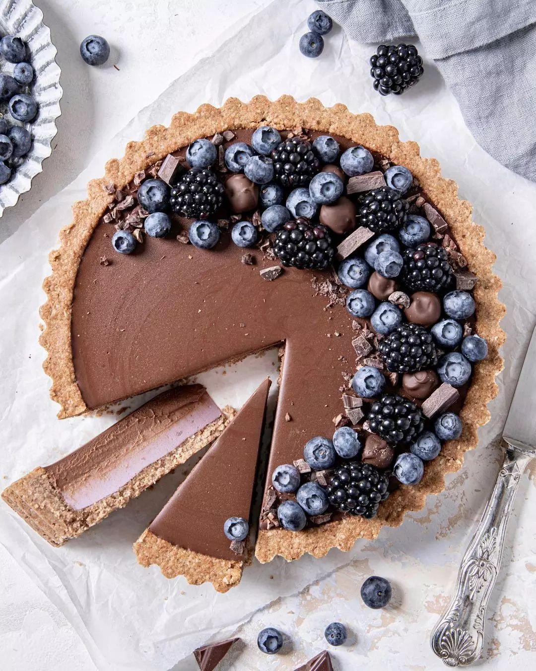 Blackberry Custard Tart with Chocolate Ganache