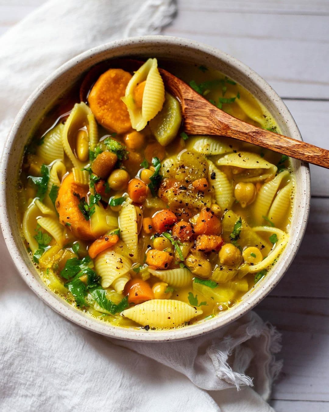 Golden Chickpea Noodle Soup