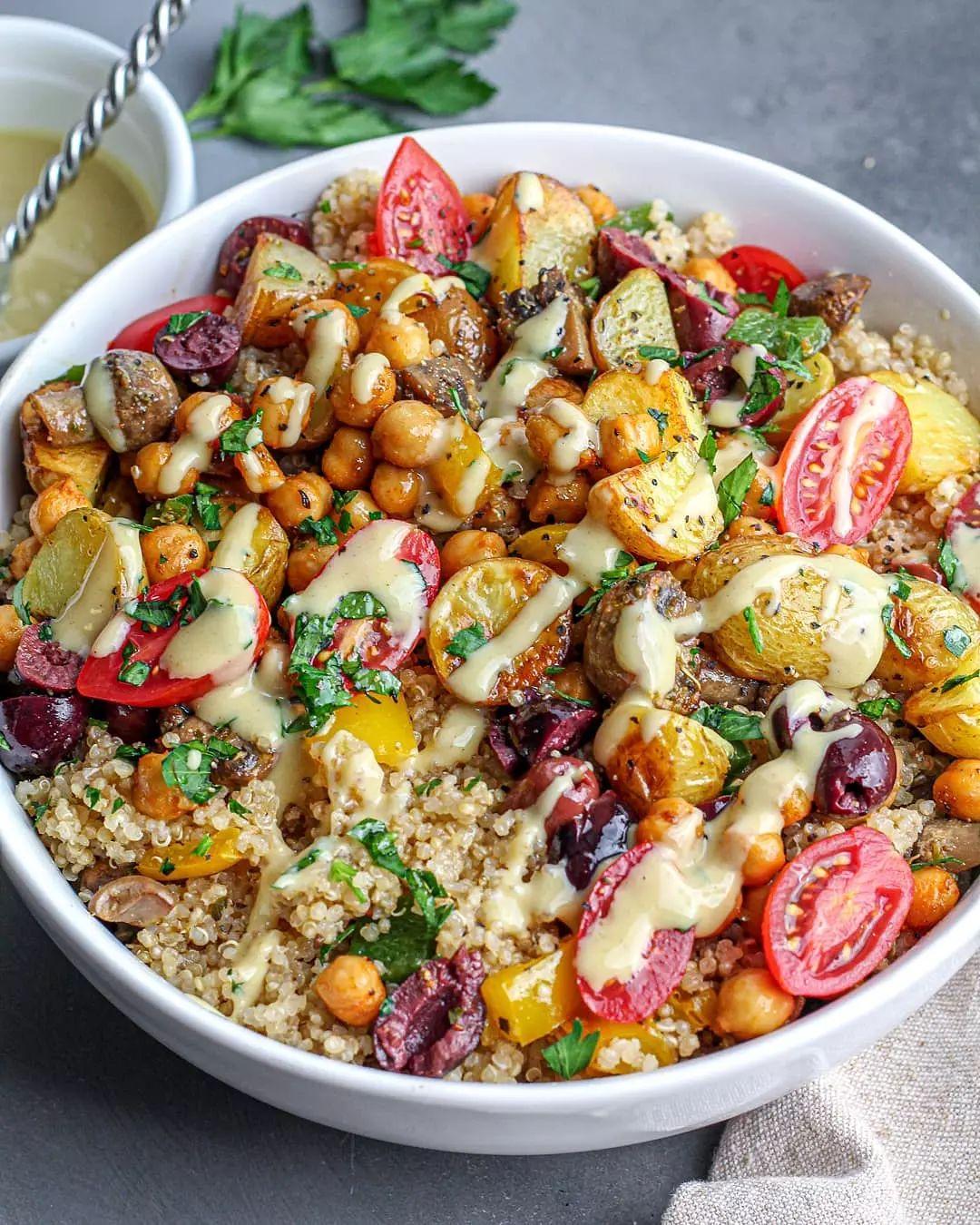 Roasted Potato and Chickpea Quinoa Salad