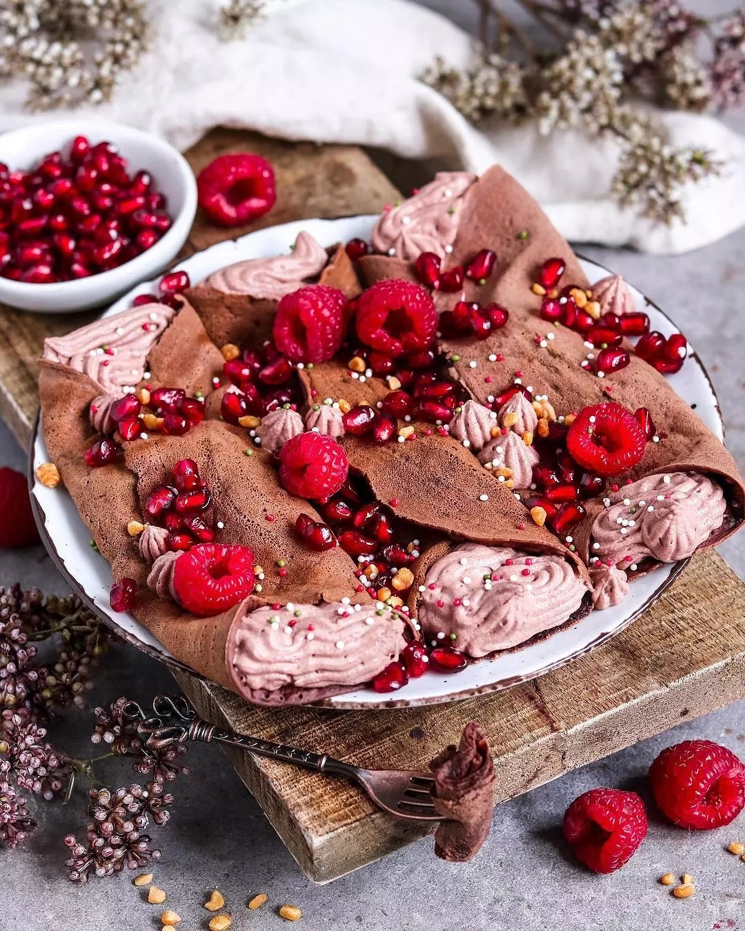 Vegan Chocolate Crepes with Fresh Fruits