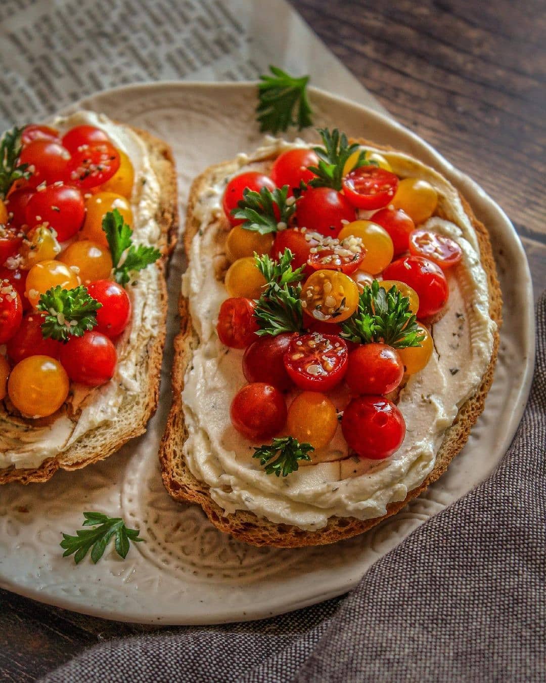 Tomberry Tomato and Herby Cream Cheese Toast