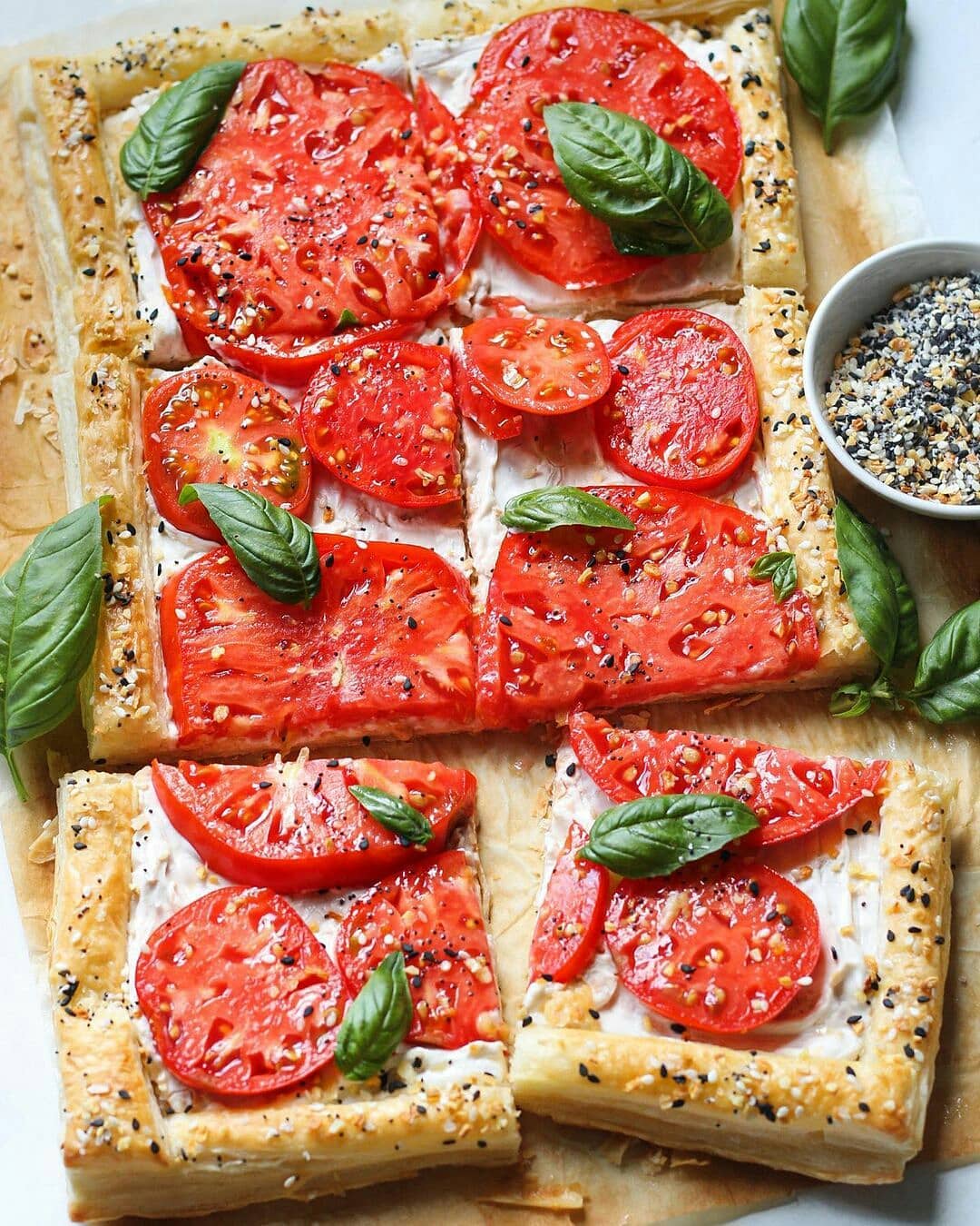 Tomato Basil Puff Pastry Tart