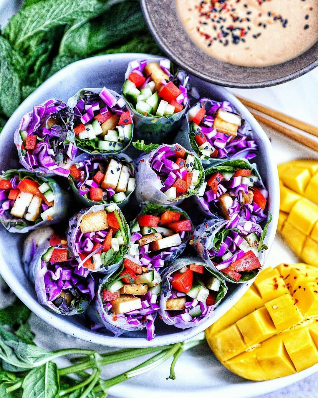 Vegan Crunchy Summer Rolls with Peanut Sauce