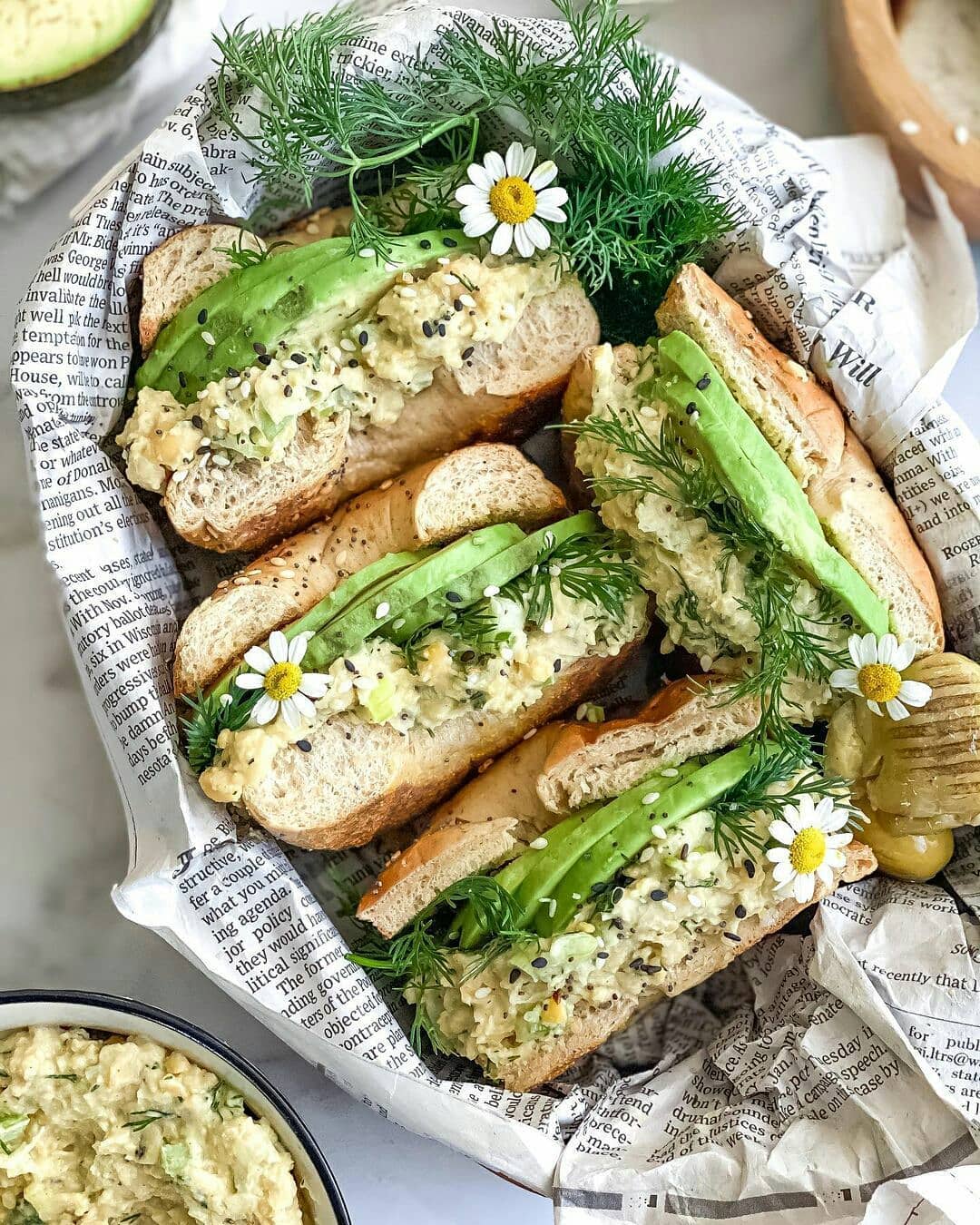 Vegan No Egg Salad Bagel Sandwich