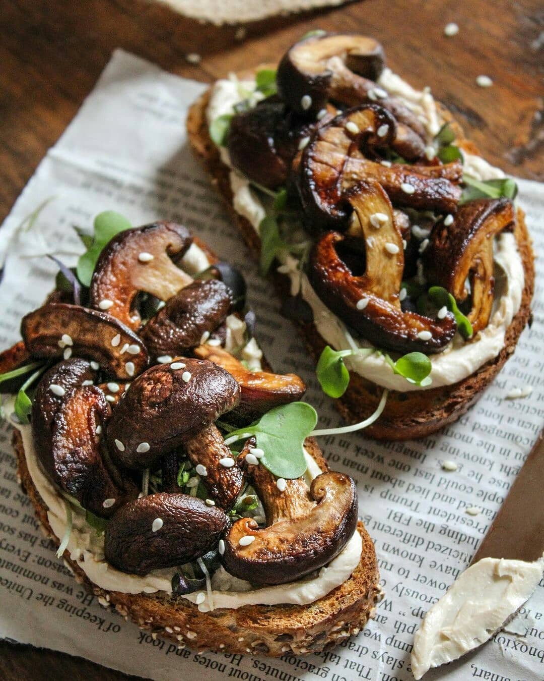 Shiitake Toast with Miso Cream Cheese