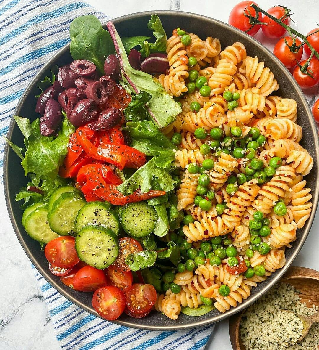 Easy Pasta and Salad Comfort Bowl