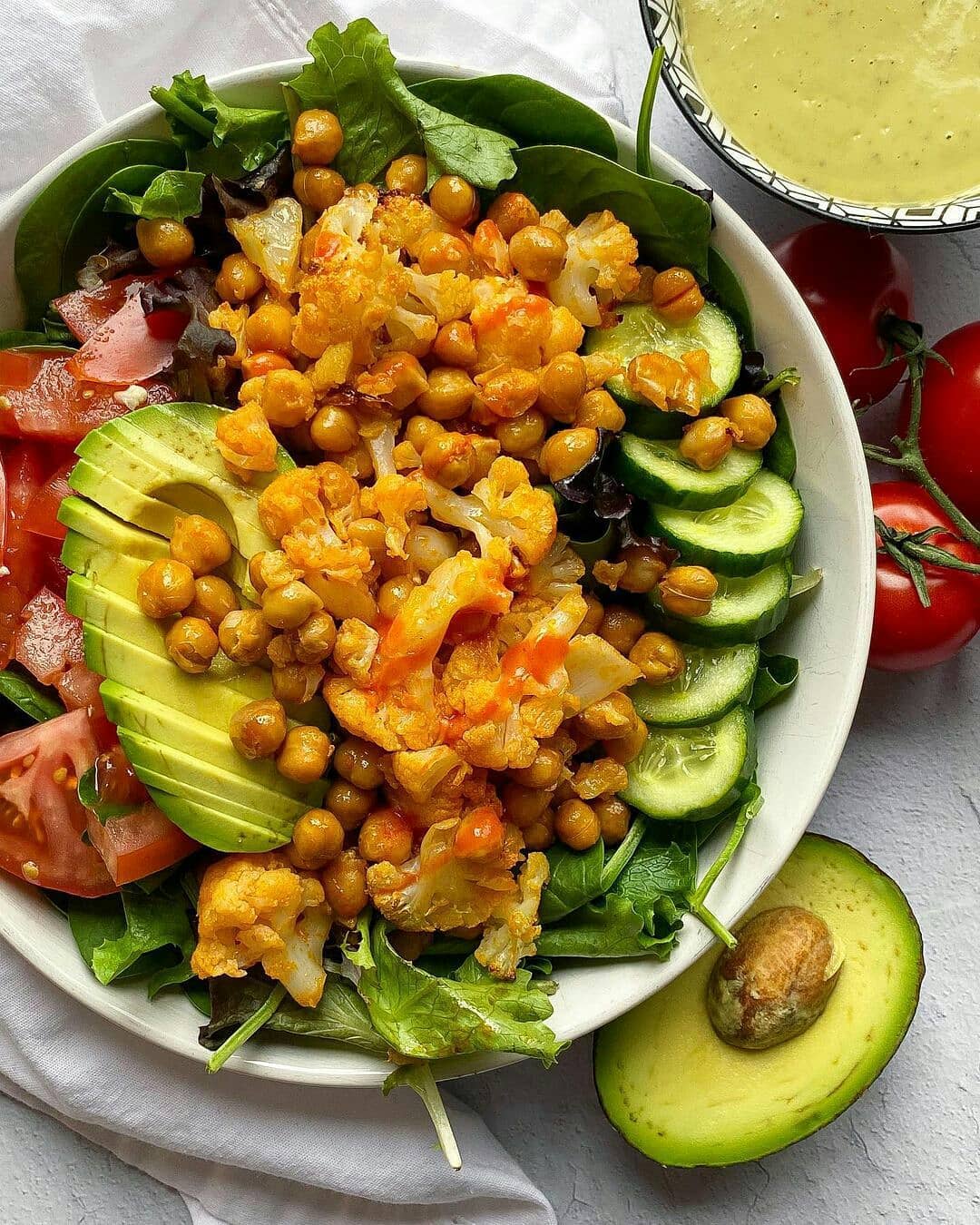 Vegan Buffalo Chickpea Cauliflower Bake