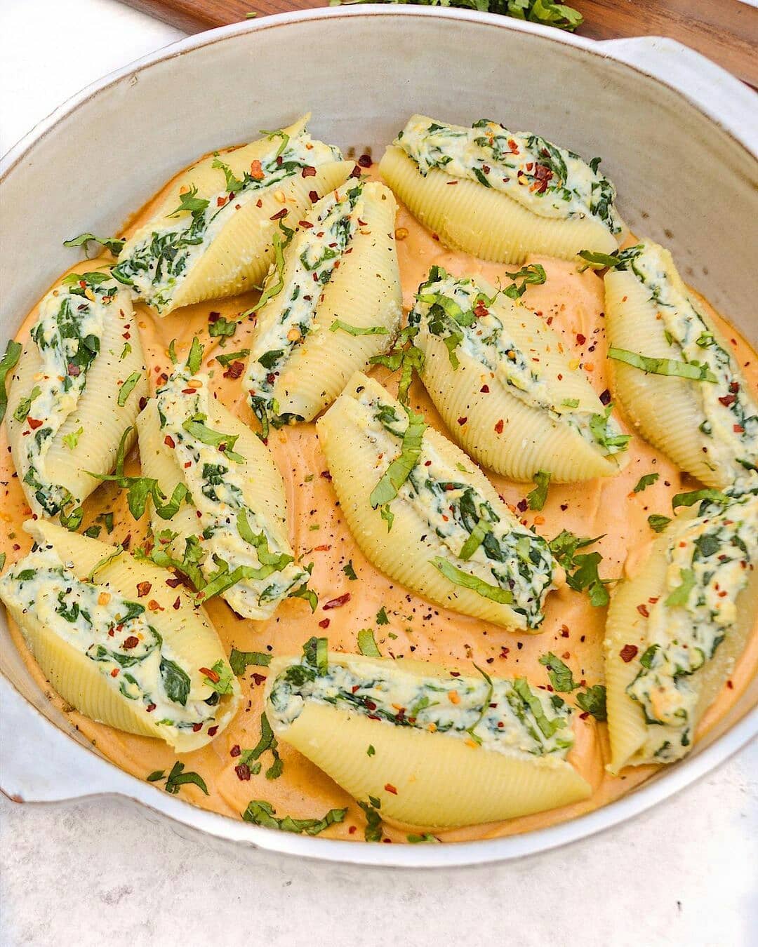 Vegan Ricotta Stuffed Pasta with Creamy Squash Sauce