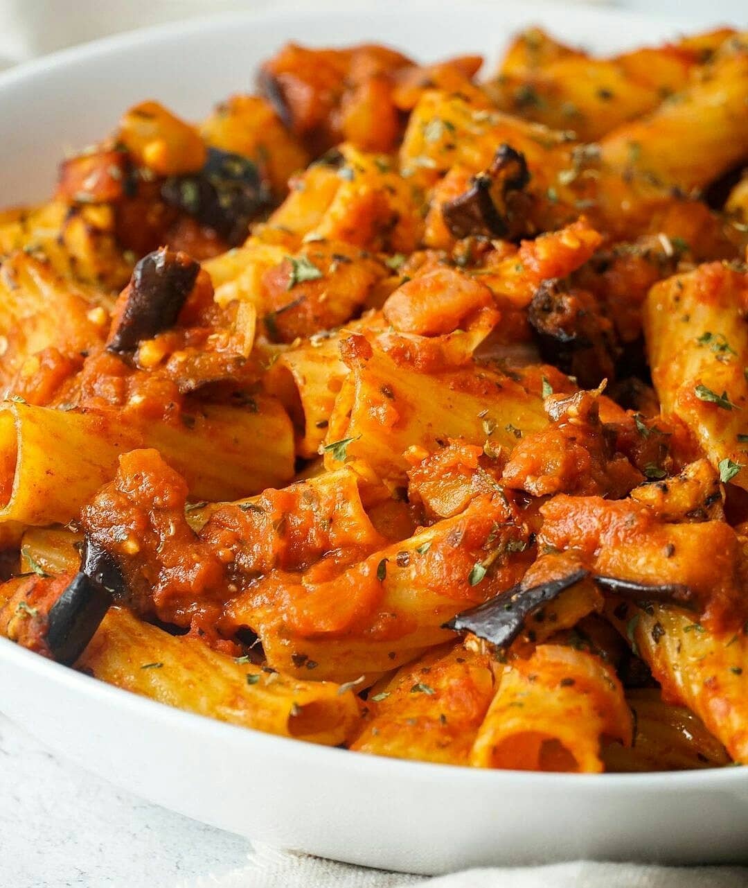 Rigatoni Pasta with Roasted Eggplant