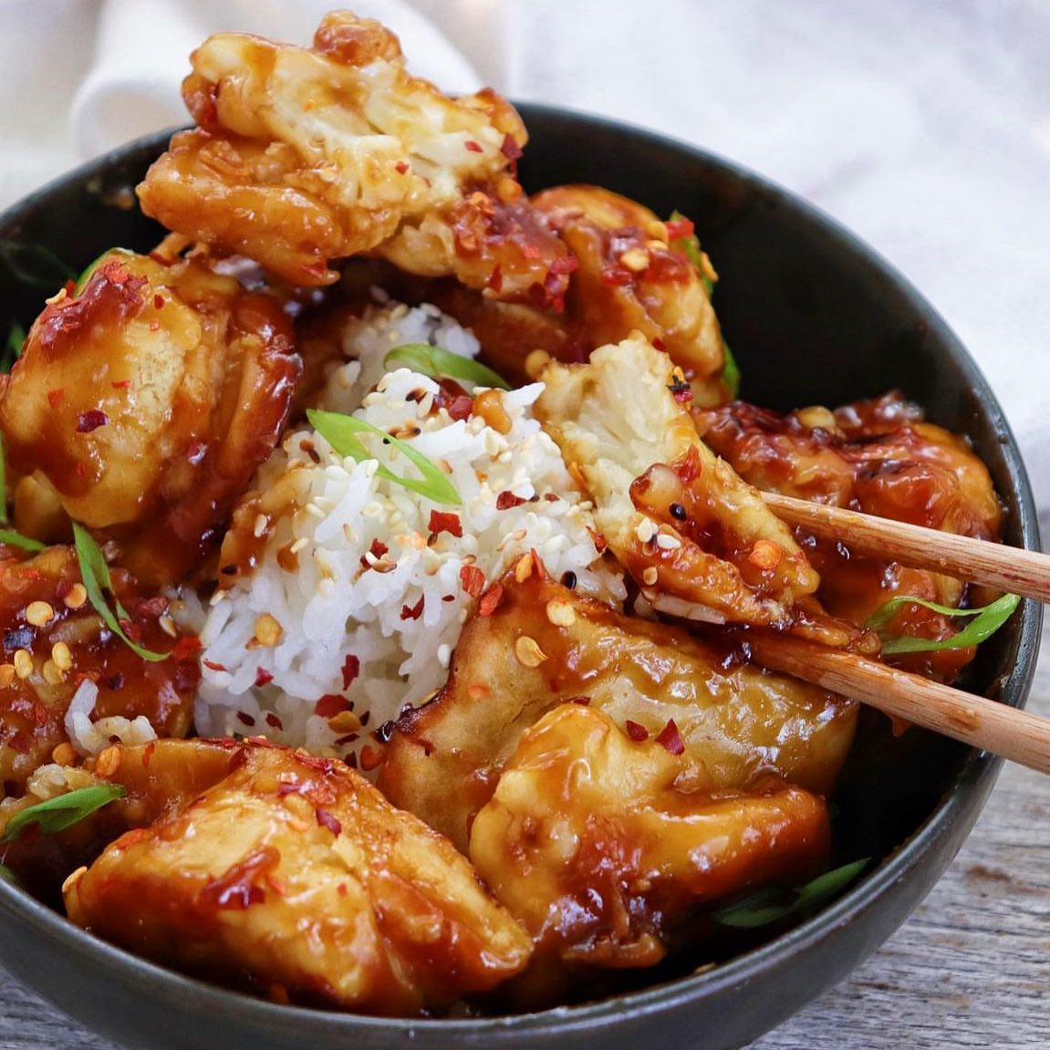 Baked Battered Cauliflower with Orange Sauce