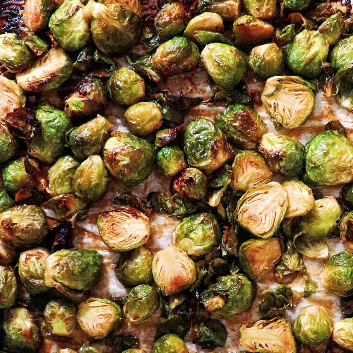 Miso Maple Glazed Brussels Sprouts