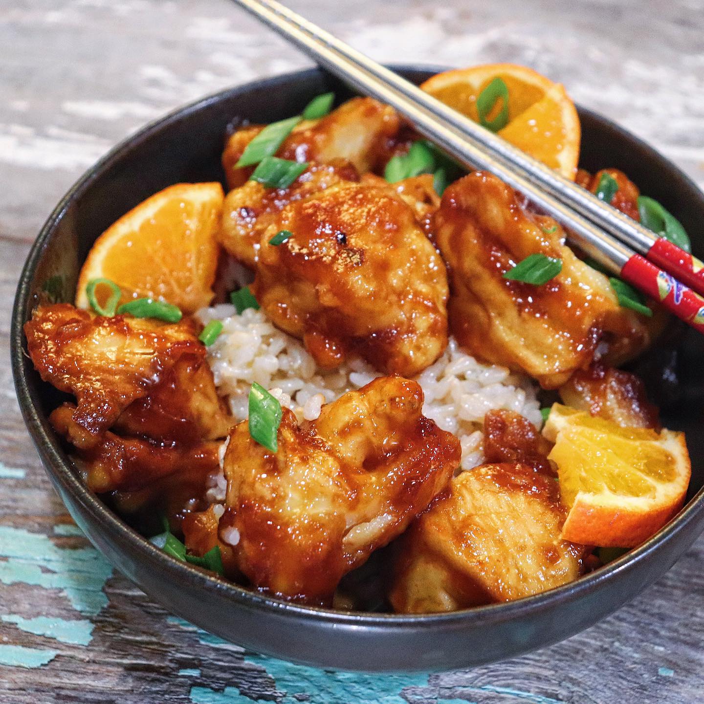 Orange Teriyaki Glazed Battered Cauliflower