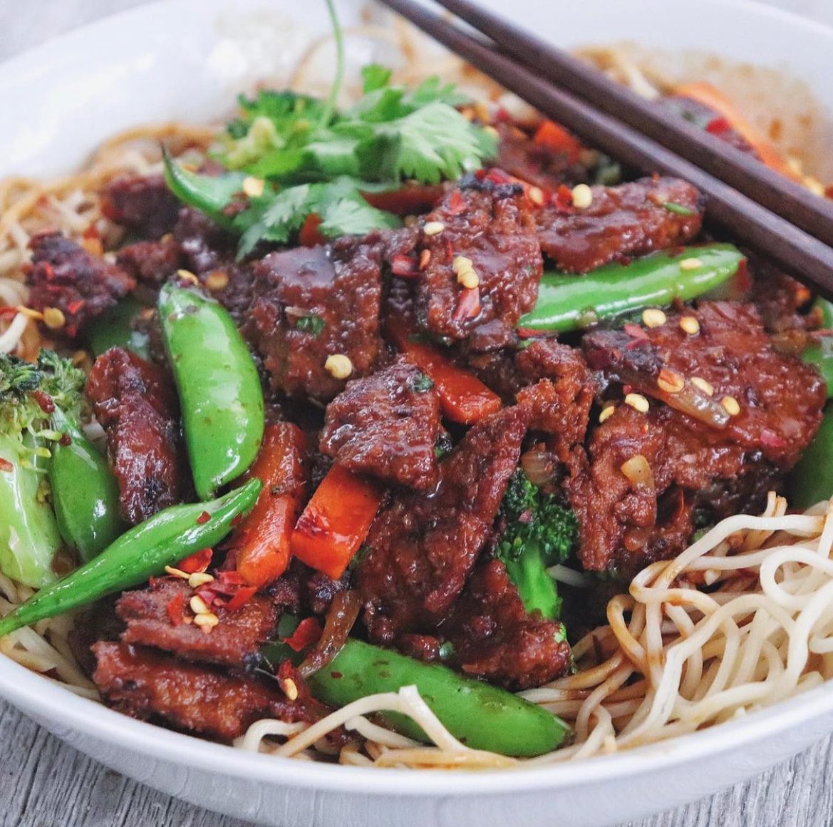 Hoisin Seitan Stir-Fry with Noodles
