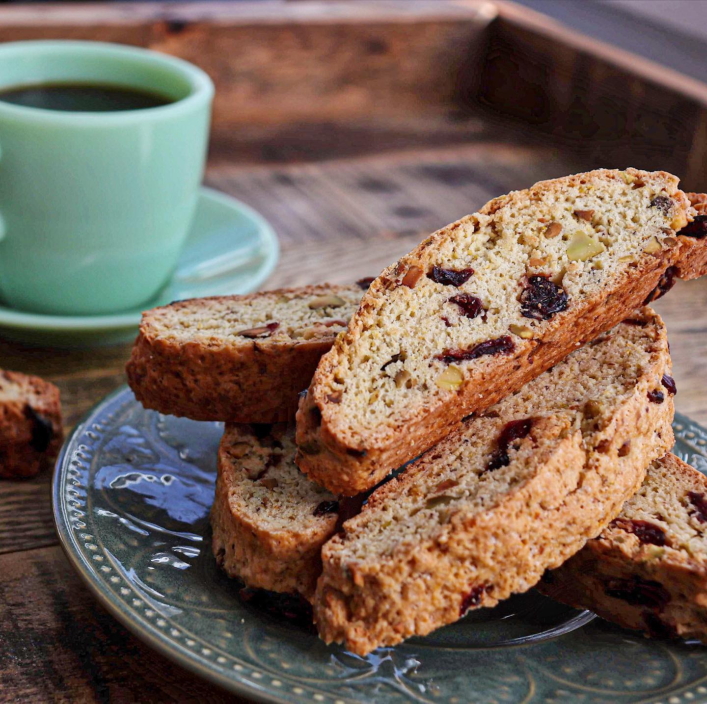 Cranberry Pistachio Biscotti with Orange Zest