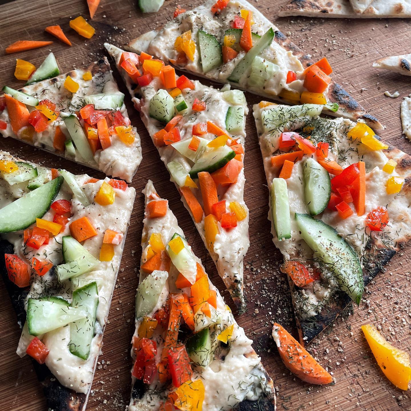 Simple Hummus and Veggie Flatbread