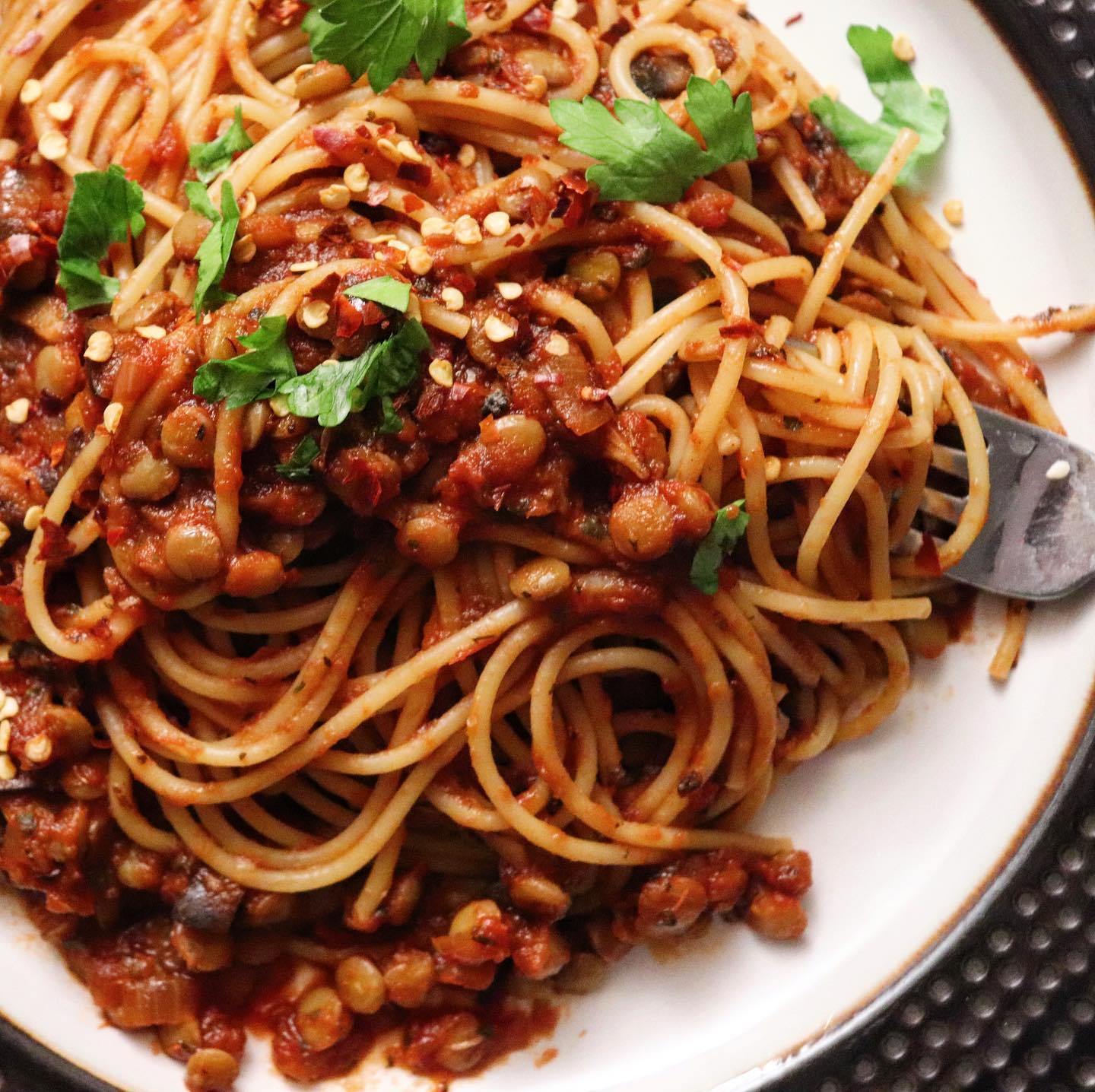 Vegan Lentil Bolognese Pasta