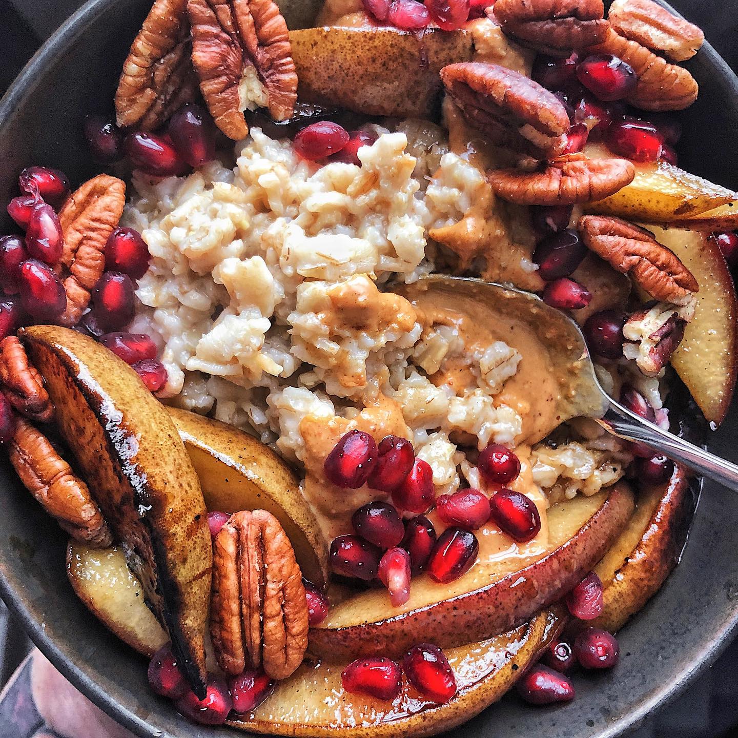 Pan-Seared Apple and Nut Oats Bowl