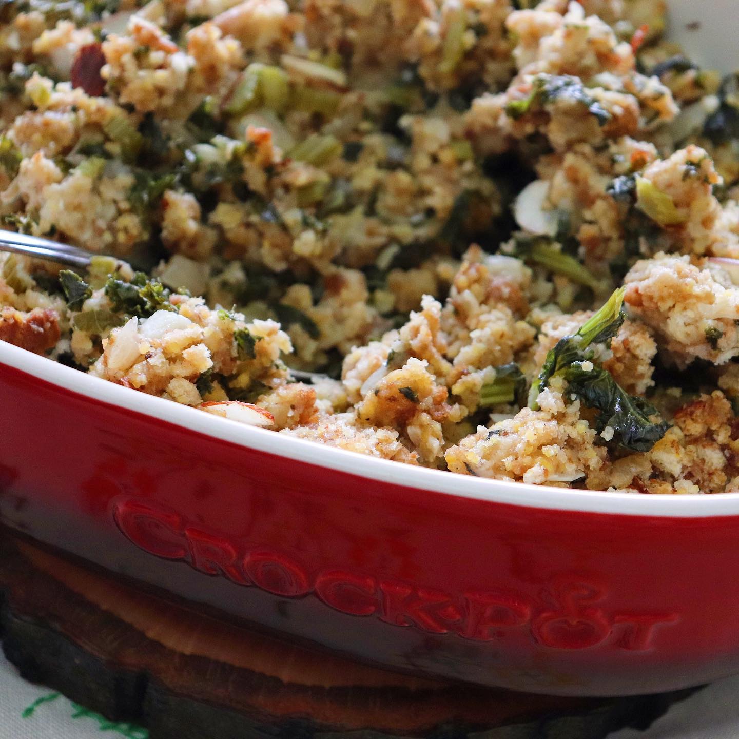 Vegan Cornbread Stuffing with Kale