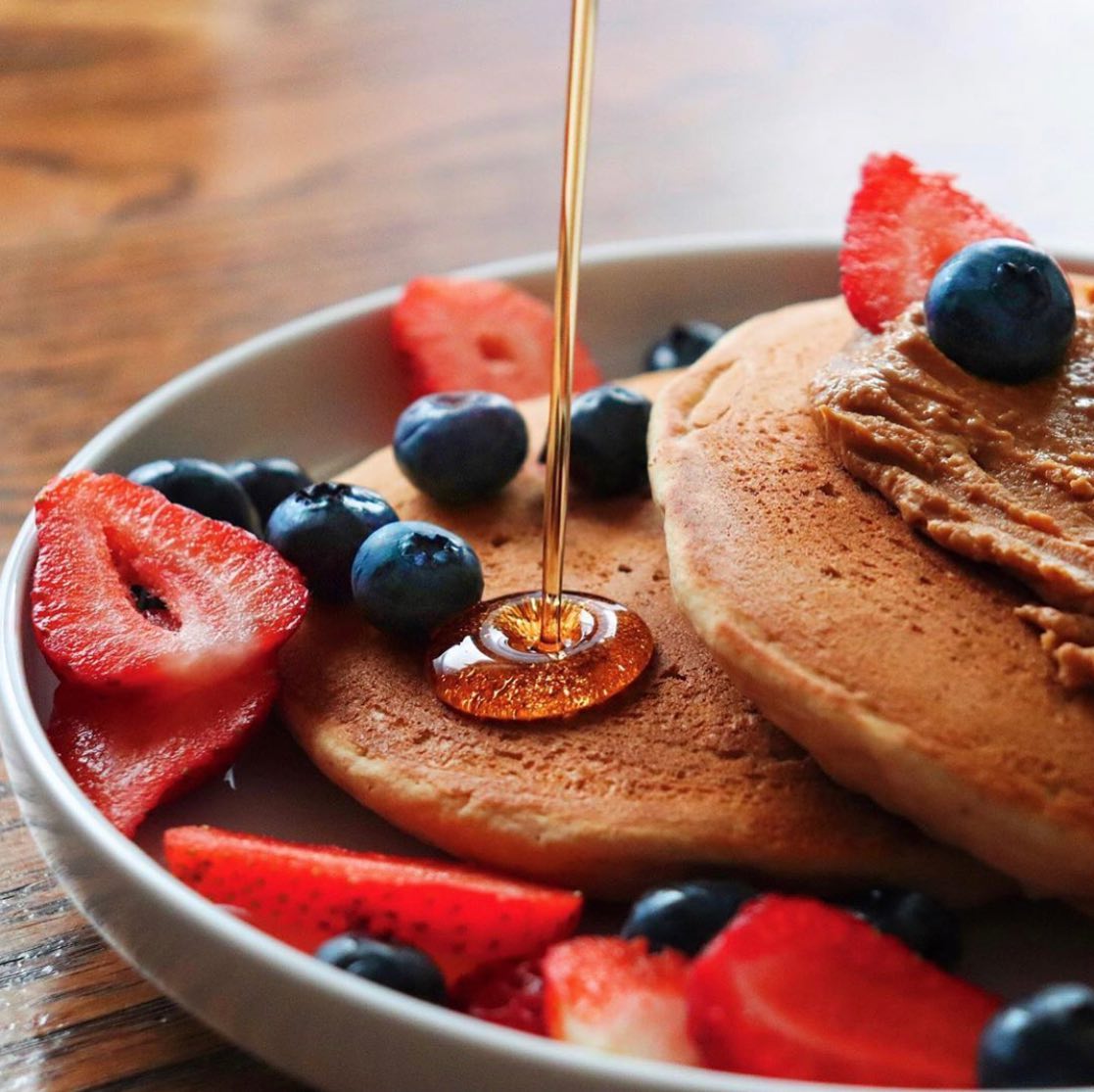 Vegan Pancakes with Flax and Maple Syrup