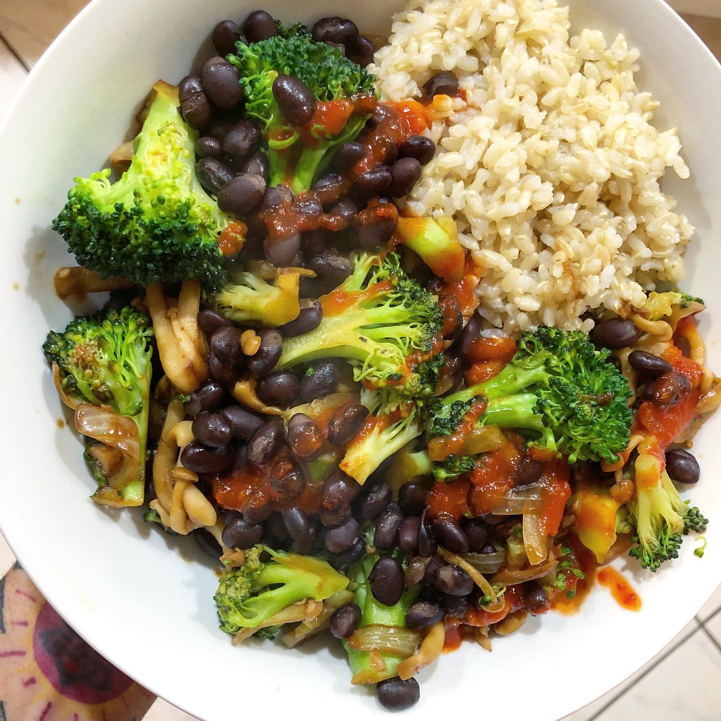 Vegan Broccoli Bean Rice Bowl