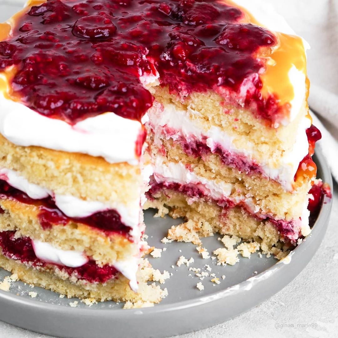 Lemon Raspberry Mango Jam Cake