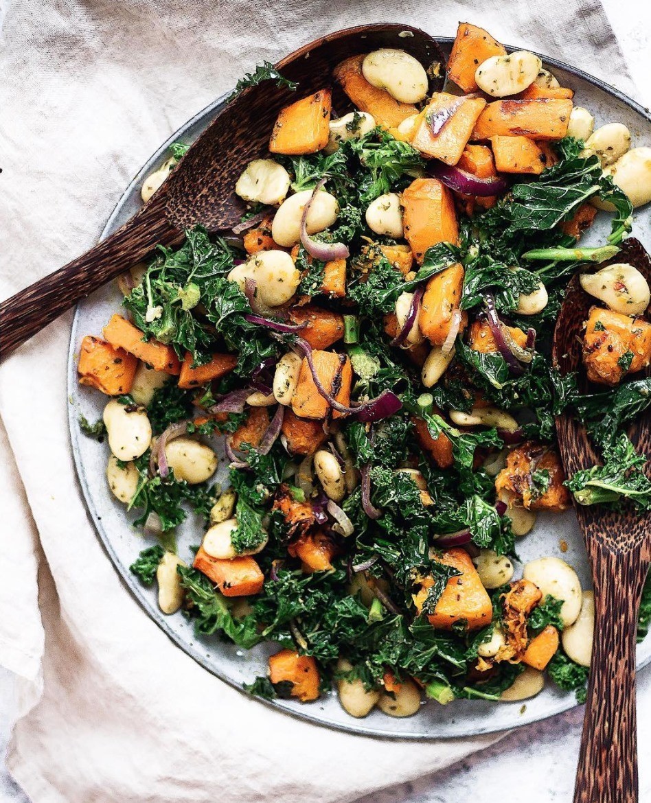 Roasted Butternut Squash, Kale, and Butterbean Salad