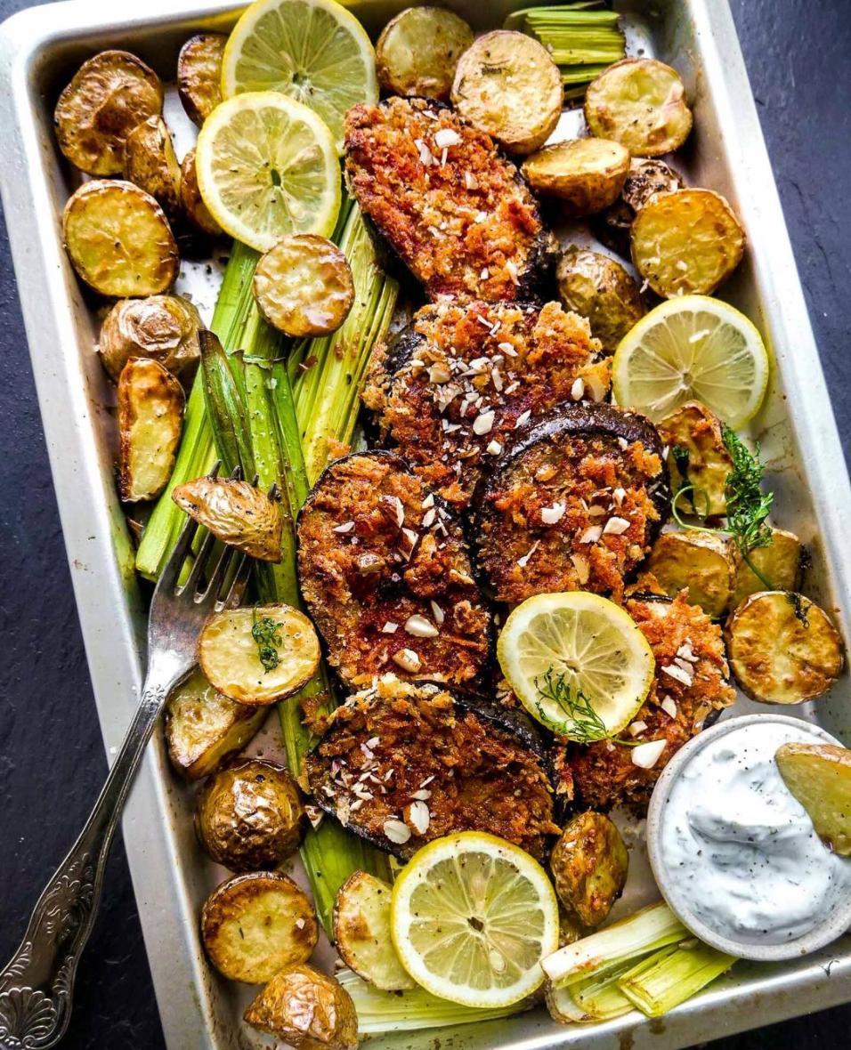 Crispy Eggplant and Vegetable Tray Bake