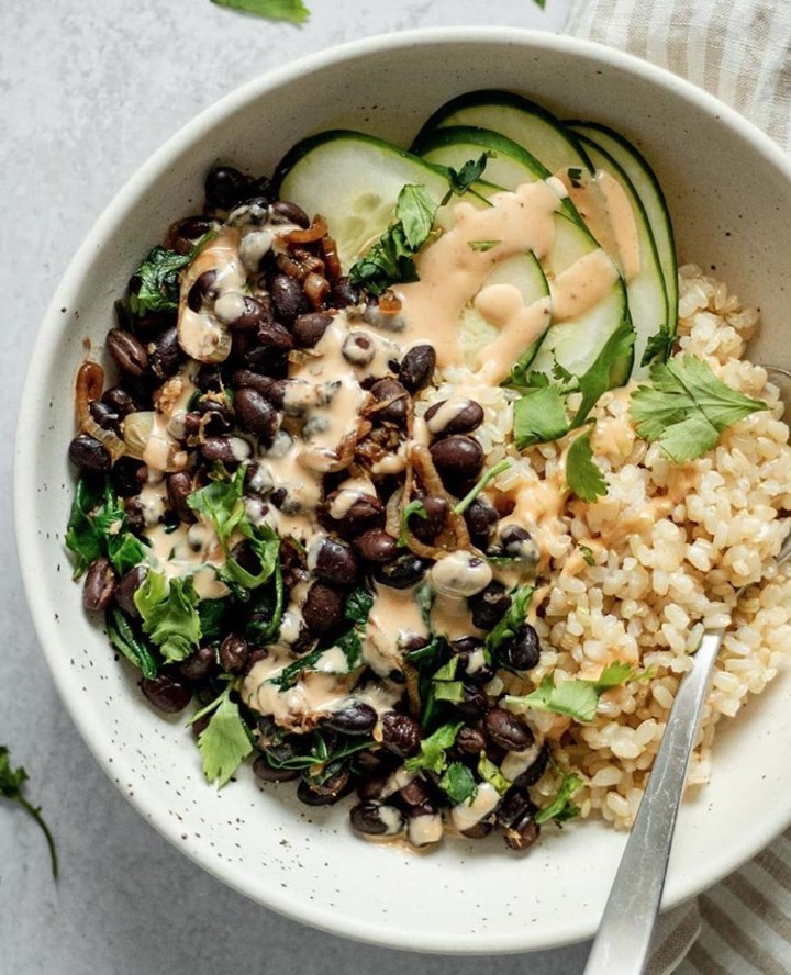 Ginger Black Beans and Rice Bowl