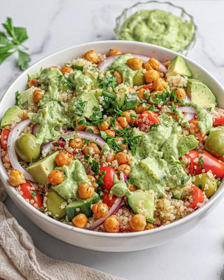 Fresh Quinoa Salad with Avocado Dressing