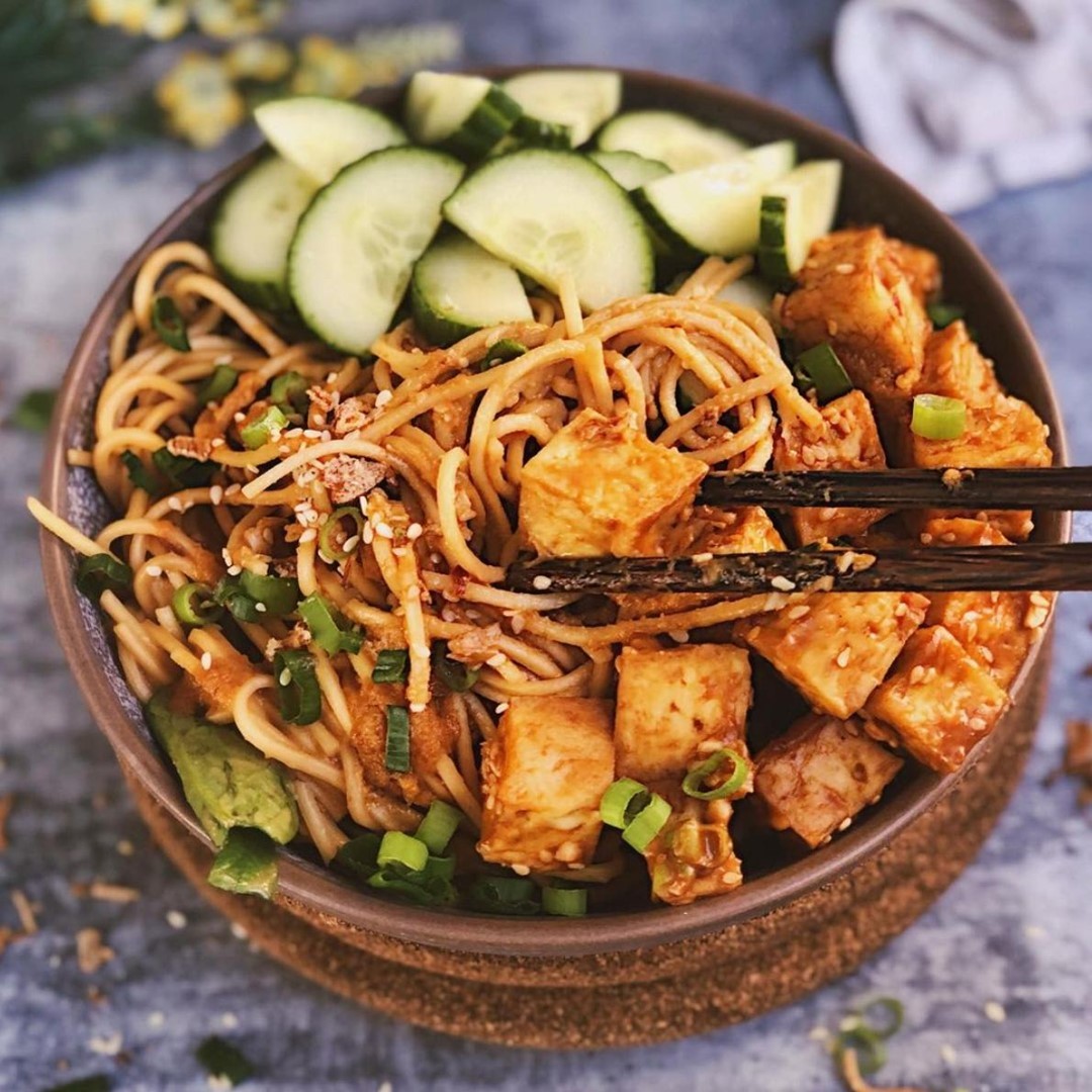 Peanut Tofu Noodle Bowl