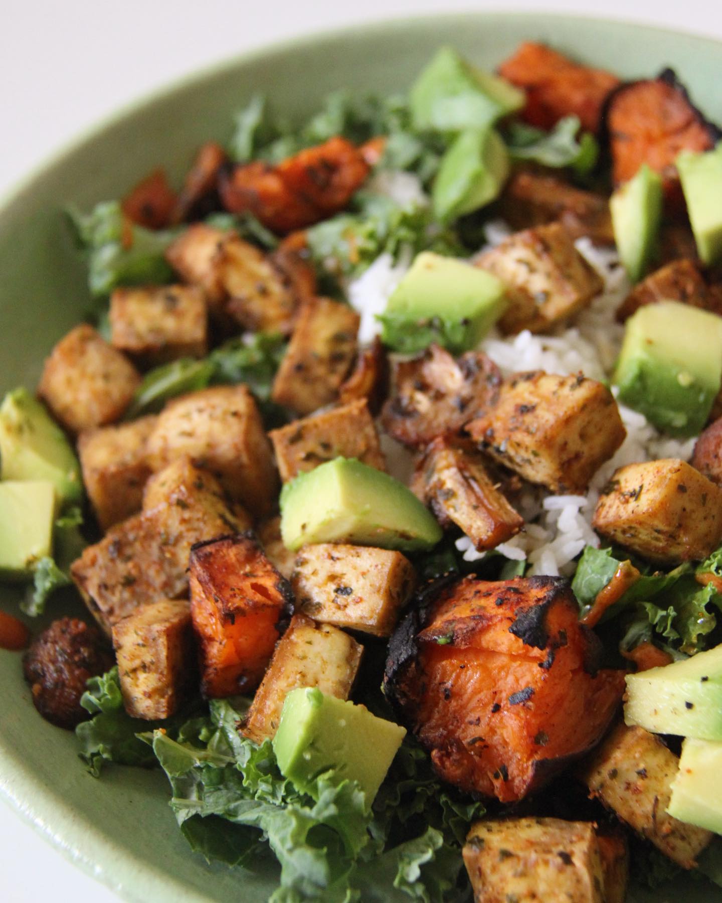 Kale Salad with Roasted Tofu and Vegetables