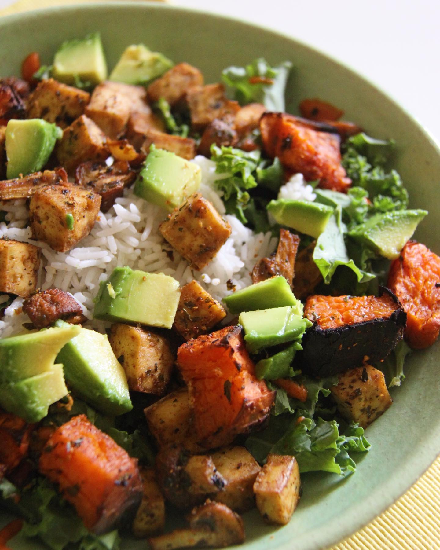 Kale Salad with Roasted Tofu and Vegetables