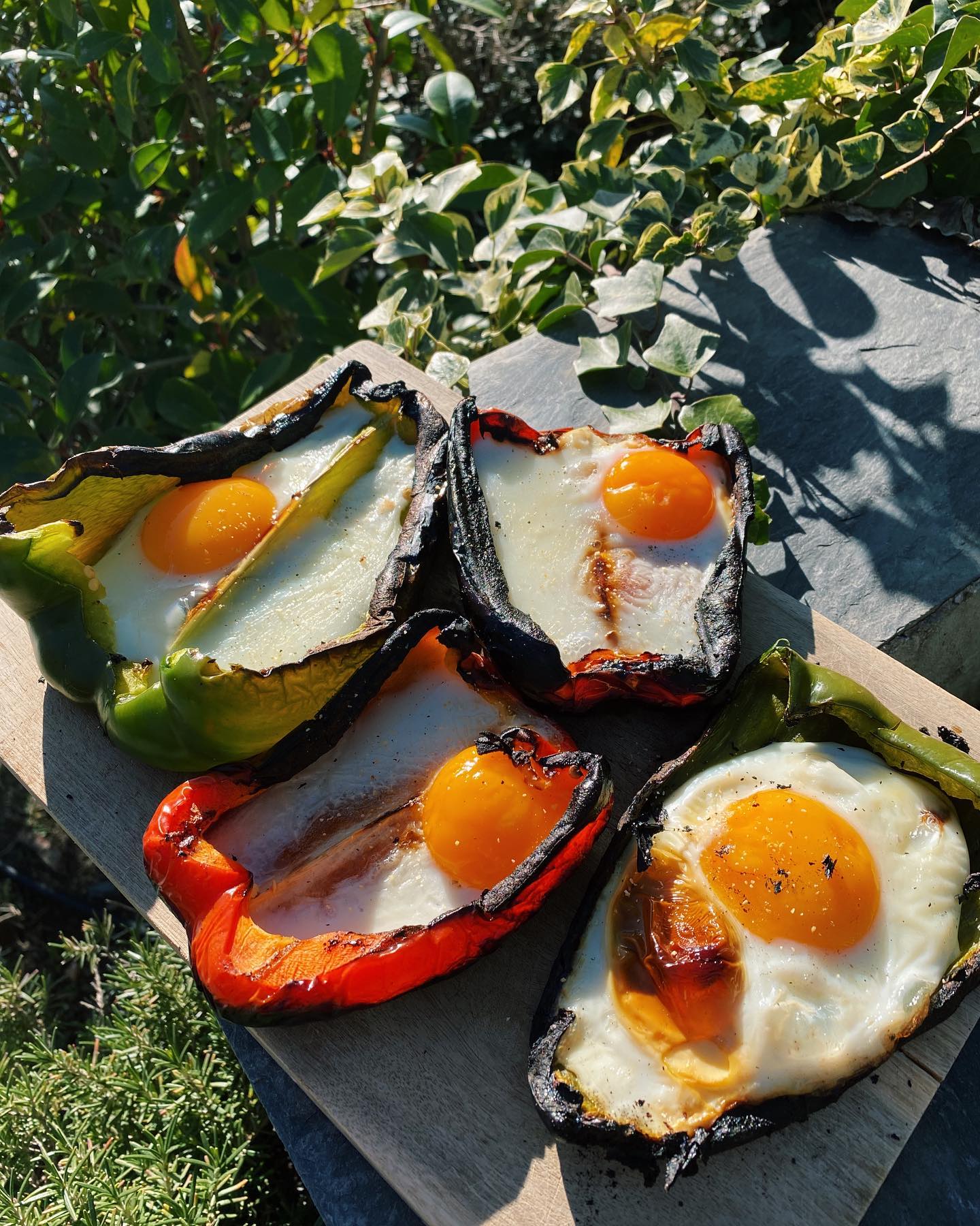 Grilled Peppers Stuffed with Eggs