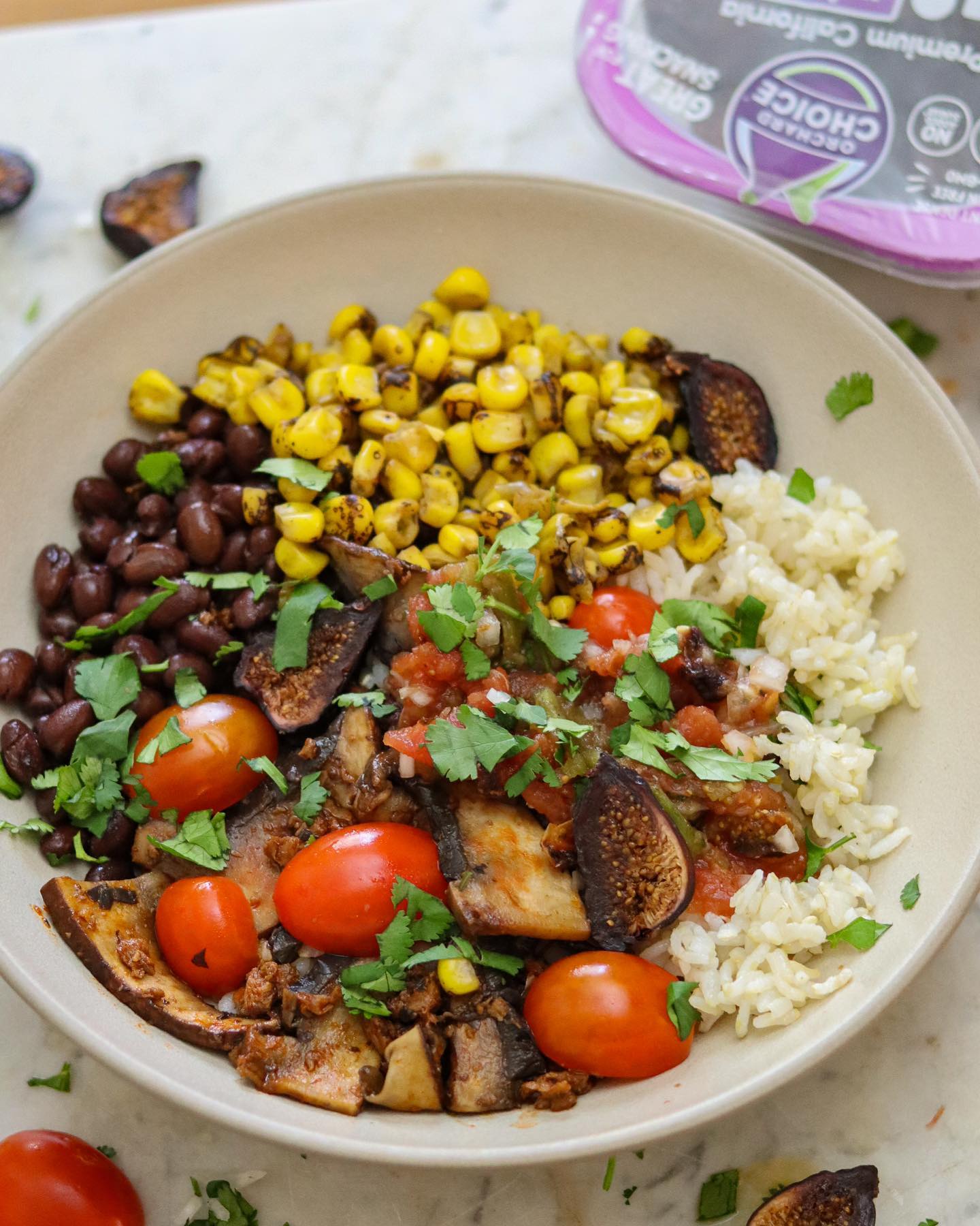 Flavorful Portobello Mushroom Burrito Bowl with Figs