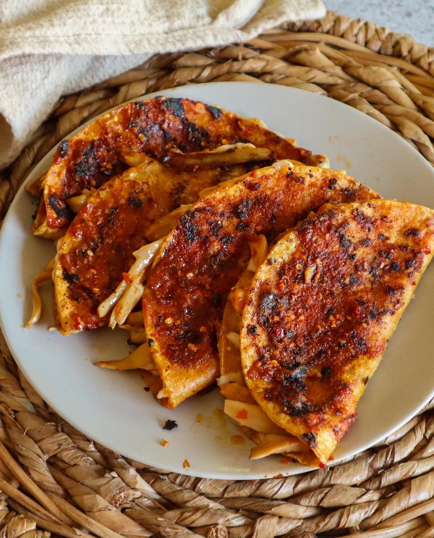 Cheesy Vegan Birria Quesabirria Tacos with Savory Broth