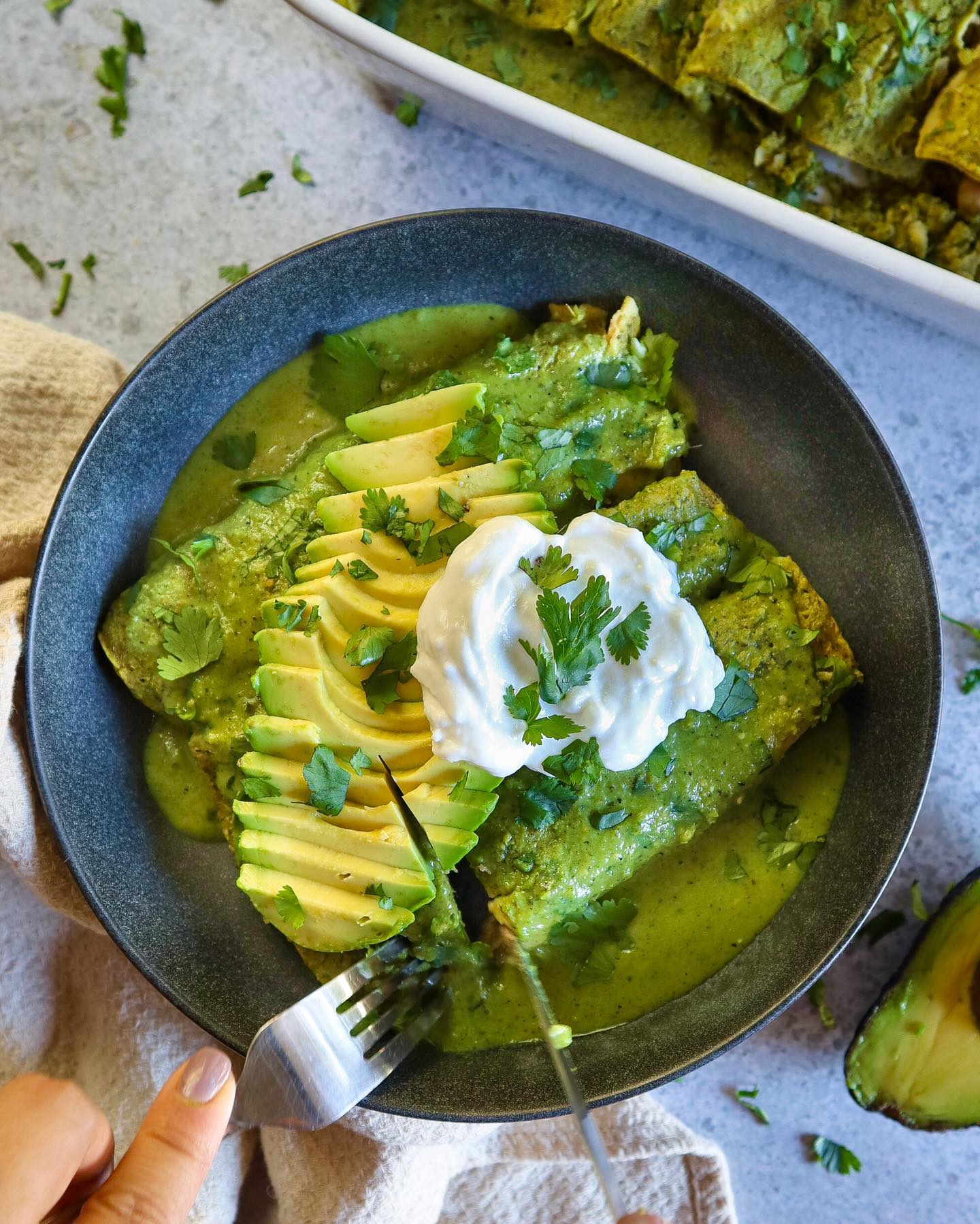 Enchiladas Verdes with Chickpea Filling